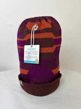 NWT Shupaca 100% Baby Alpaca Incan MAGENTA Beanie Hat Handmade PERU